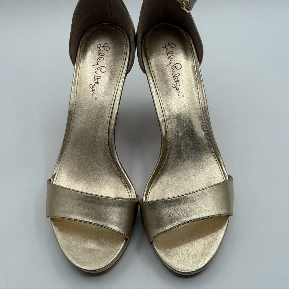 Lilly Pulitzer "Bridgette" Metallic Gold / Cork Wedge
Sandals in Size 10M - Picture 15 of 16